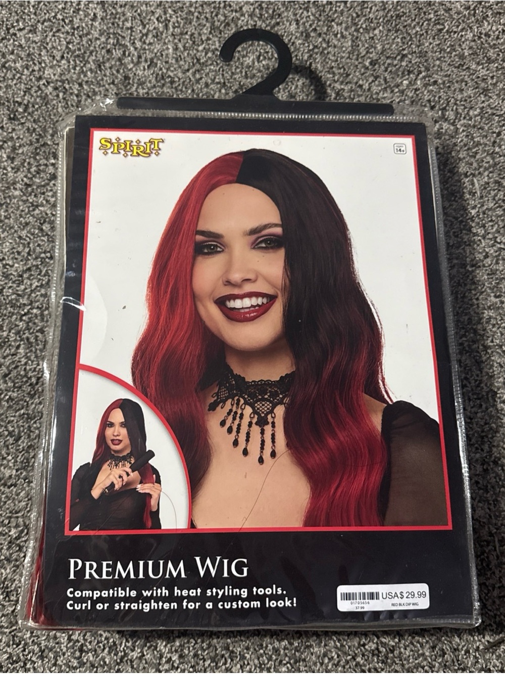 Spirit Premium Wavy Wig Black Burgundy Goth Hero Vamp Style Tool Compatible